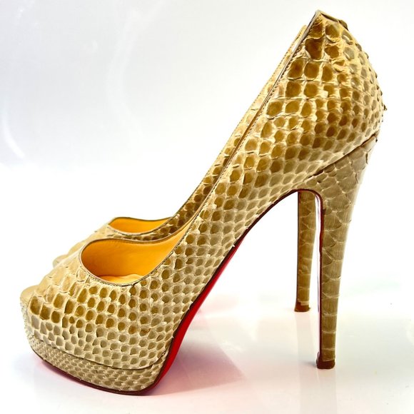 🌷❤️‍🔥SPRING SALE 🔥 FINAL PRICE🌷💥Christian Louboutin Altadama Snakeskin 37.5 - Picture 1 of 7